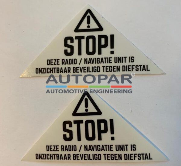 Anti diefstal sticker VW radio navigatie